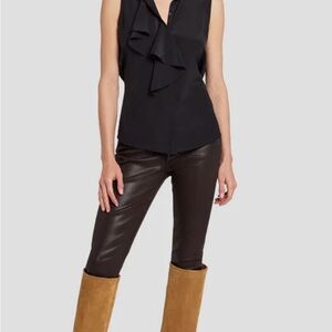 7 for All Mankind Silk Sleeveless Ruffle Blouse